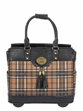 JKM & Company Mad for Plaid Rolling Laptop Bag, Travel Bag, Briefcase